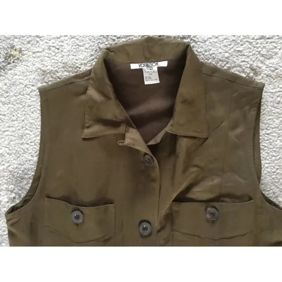 🇫🇷 NWOT Votre Nom Paris Olive Army Green Sleeveless Linen Blend Shirt Dress T…