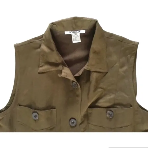 🇫🇷 NWOT Votre Nom Paris Olive Army Green Sleeveless Linen Blend Shirt Dress T…