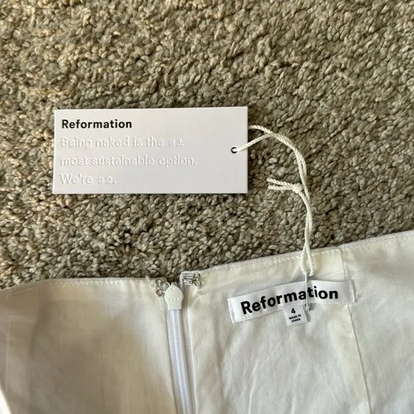 ❤️ REFORMATION HELENA WHITE LINEN SLIT MINI SKIRT 4 SMALL NWT NEW SMALL CASUAL