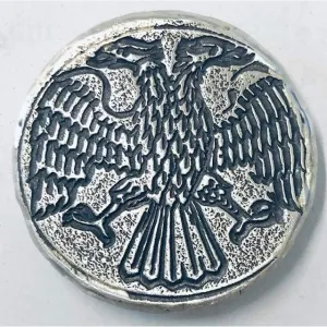 1 Troy Oz. MK BarZ "Double Headed Eagle" Reverse Stamped Round  .999 Fine Silver