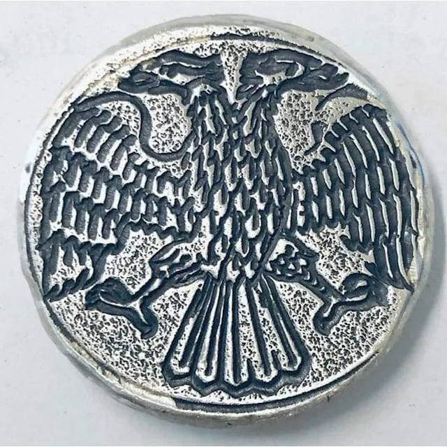 1 Troy Oz. MK BarZ "Double Headed Eagle" Reverse Stamped Round  .999 Fine Silver