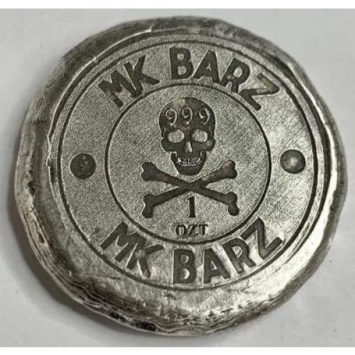 1 Troy Oz. MK BarZ "Double Headed Eagle" Reverse Stamped Round  .999 Fine Silver