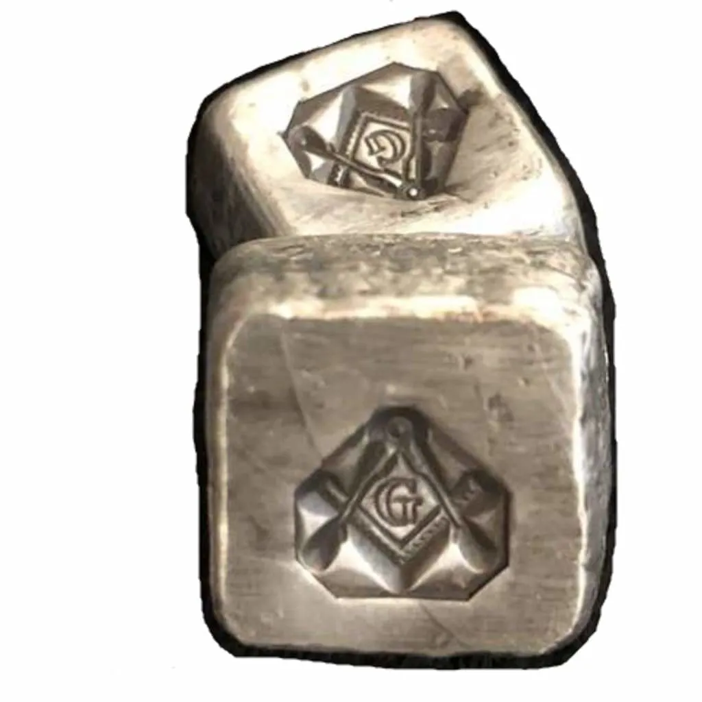 1 Troy Oz. "Masonic Symbol" Stamped Cube .999 Fine Silver