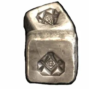 1 Troy Oz. "Masonic Symbol" Stamped Cube .999 Fine Silver