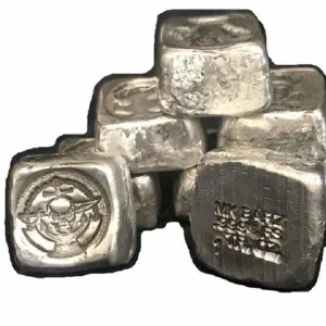 1 Troy Oz. "Swashbuckler" Skull Stamped Cube .999 Fine Silver