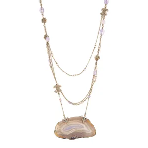 2012 Chanel Agate Multi Strand Necklace Long 35" Graduated Crystals