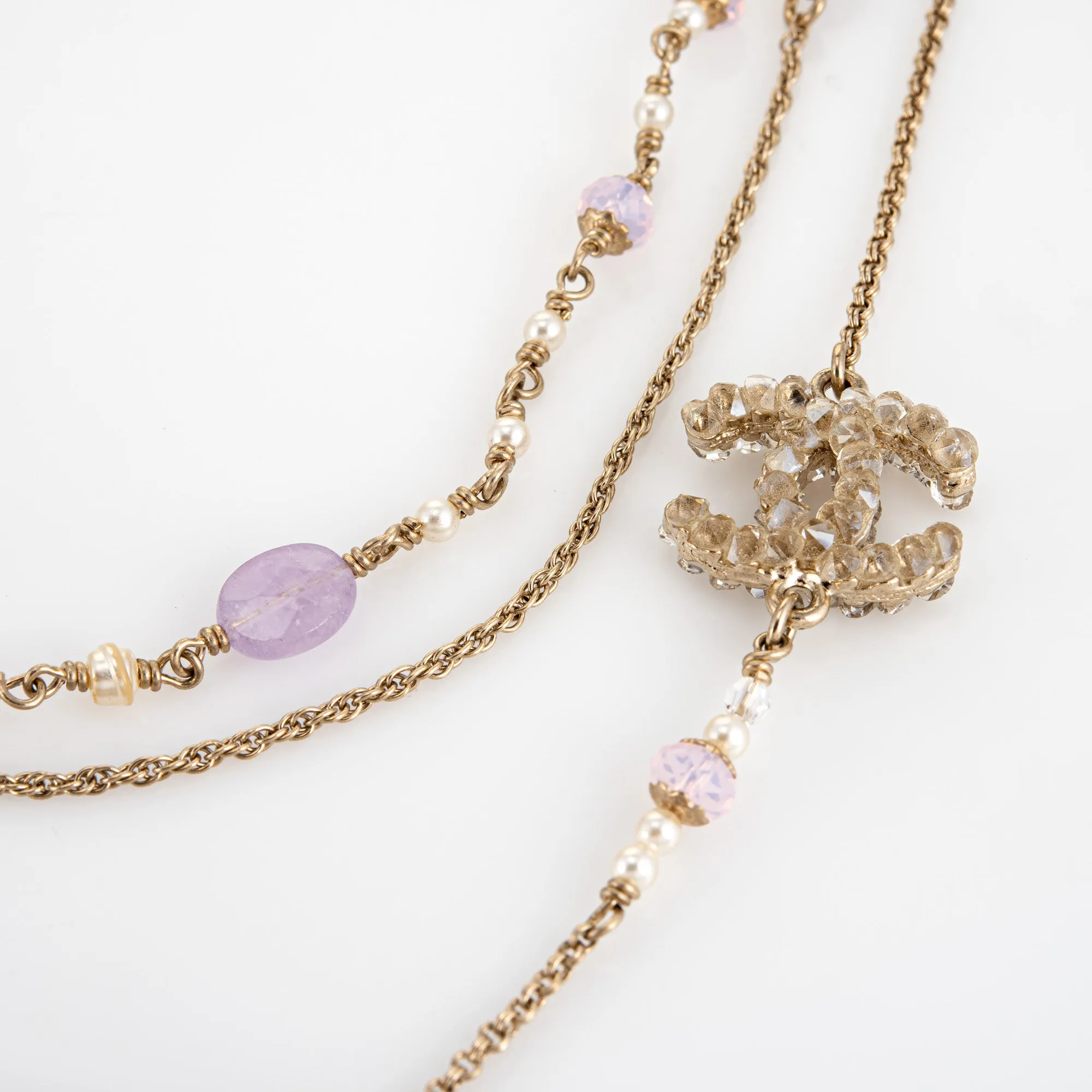 2012 Chanel Agate Multi Strand Necklace Long 35" Graduated Crystals