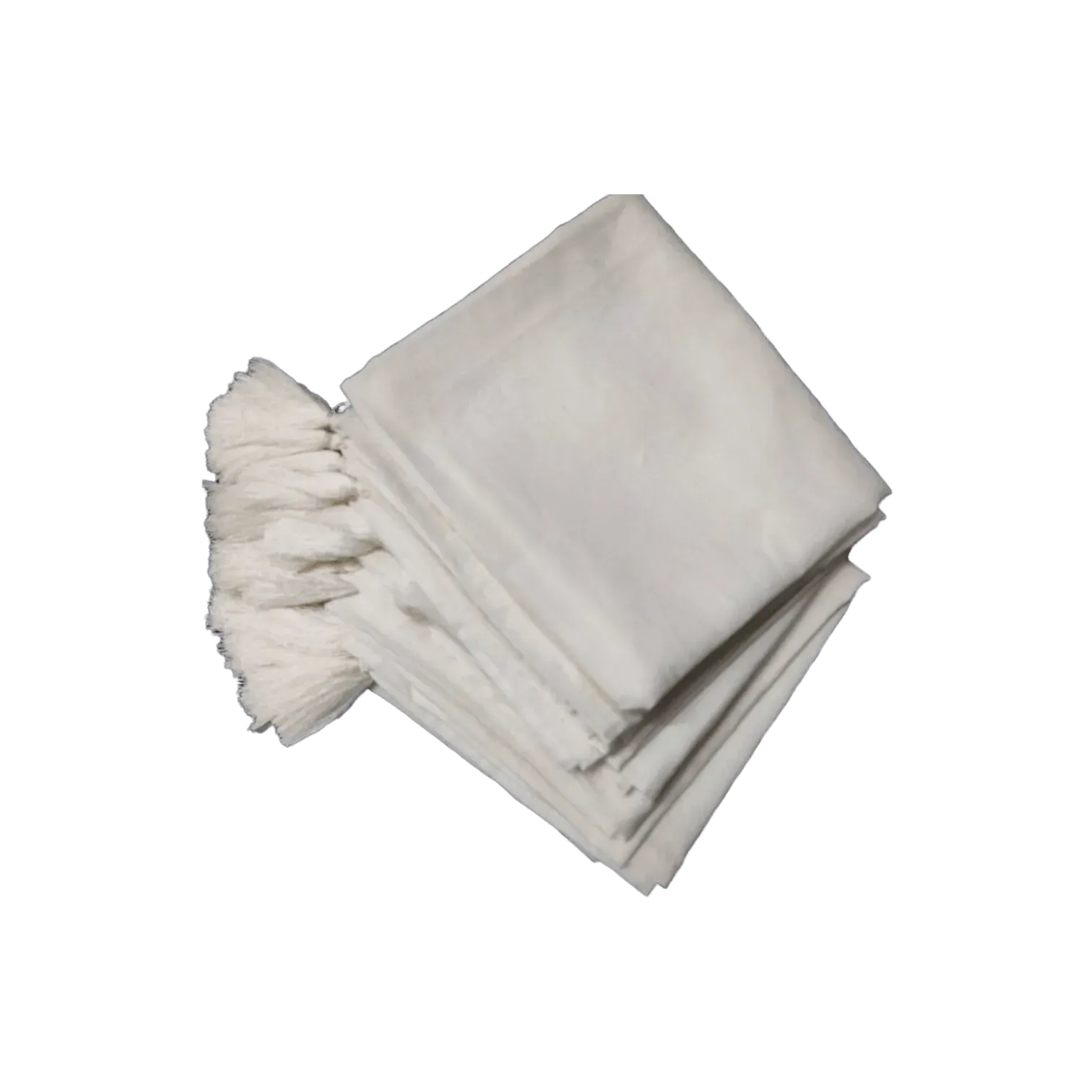 6 White Cotton Napkins with Tassel