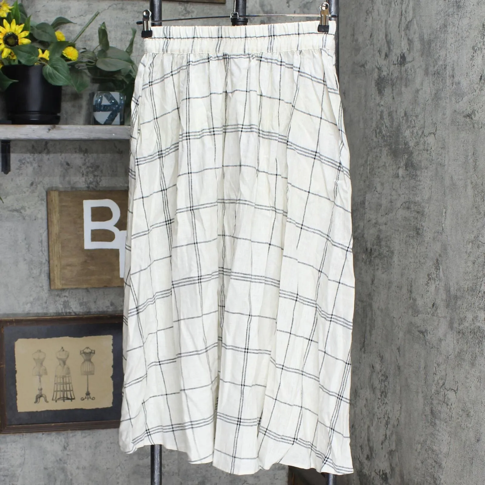 A New Day Womens Linen Blend Maxi A-Line Skirt 1643d5d1c9c0d2 Cream / Black S