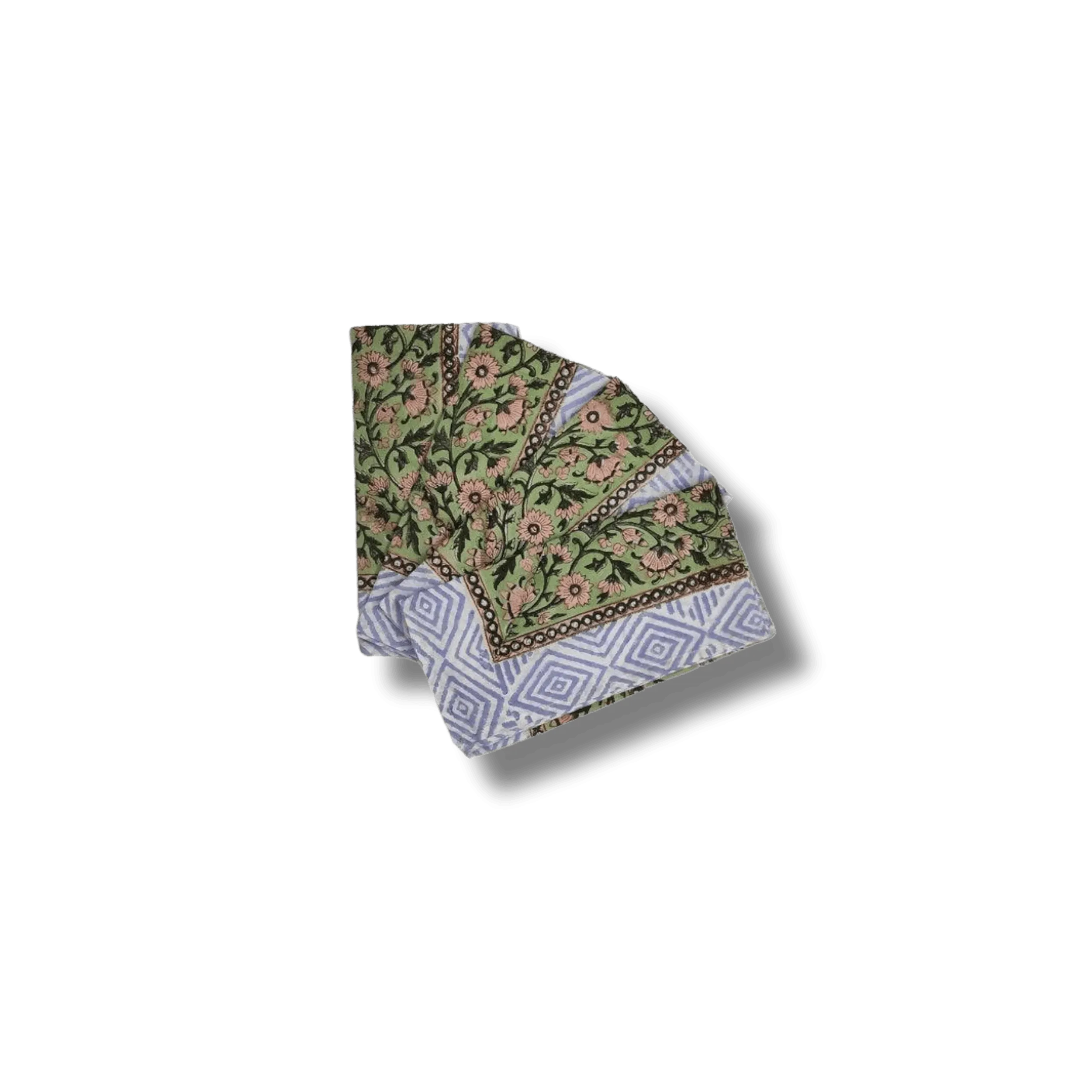 Aditi Green Hand Block Print Cotton Napkins