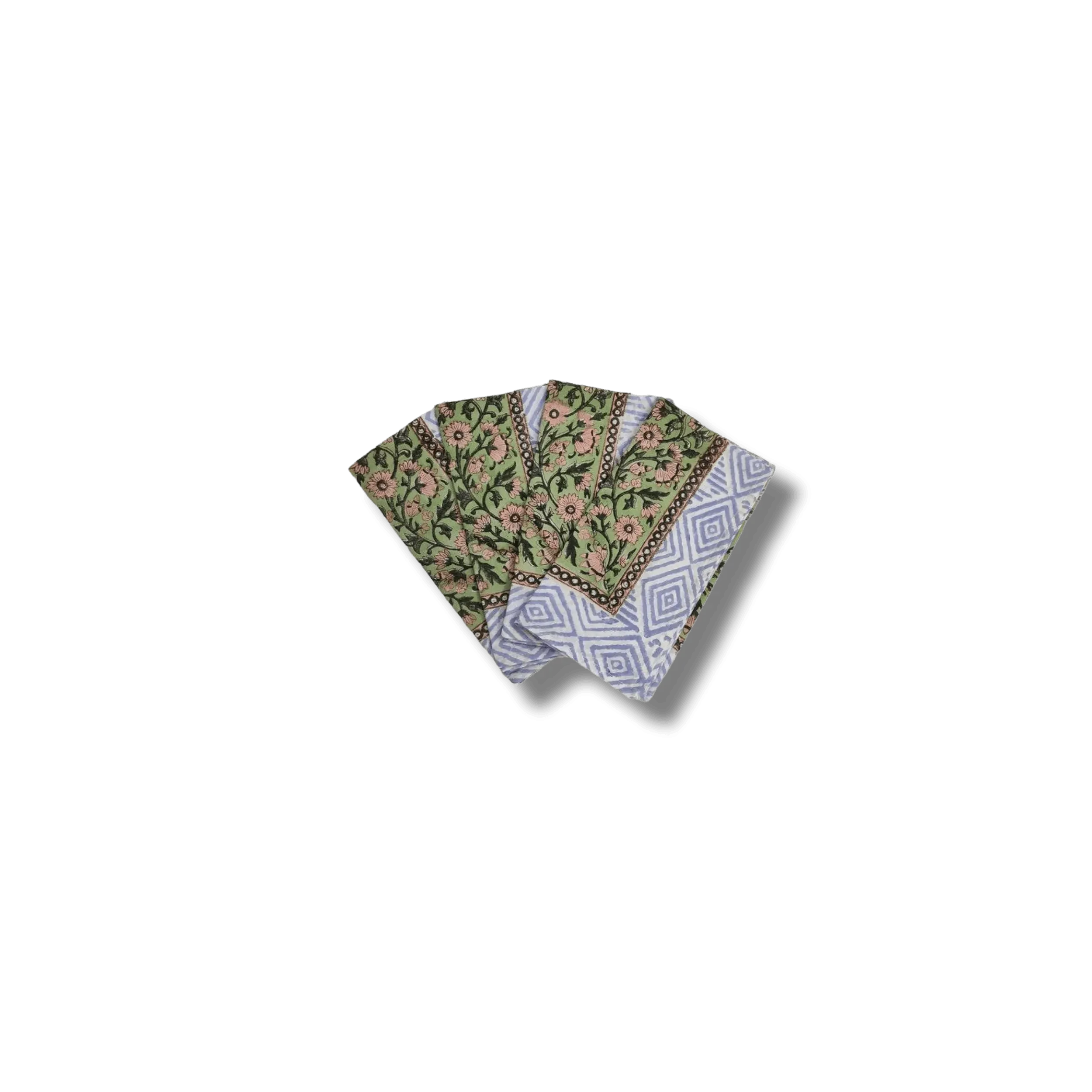 Aditi Green Hand Block Print Cotton Napkins