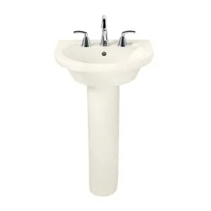 American Standard 0403.800.222 Tropic Petite Pedestal Combo Bathroom Sink in Linen with 8" Faucet Centers
