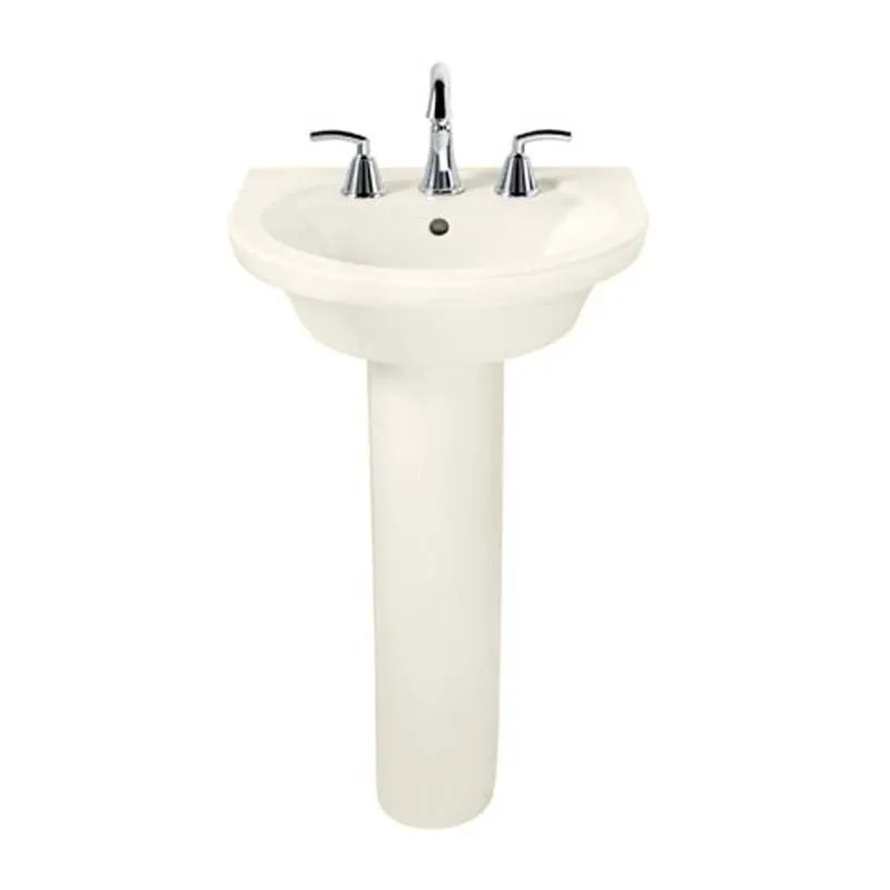 American Standard 0403.800.222 Tropic Petite Pedestal Combo Bathroom Sink in Linen with 8" Faucet Centers
