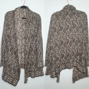 Anthropologie Moth Printed Open Face Cardigan in Brown
