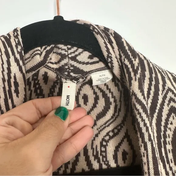 Anthropologie Moth Printed Open Face Cardigan in Brown