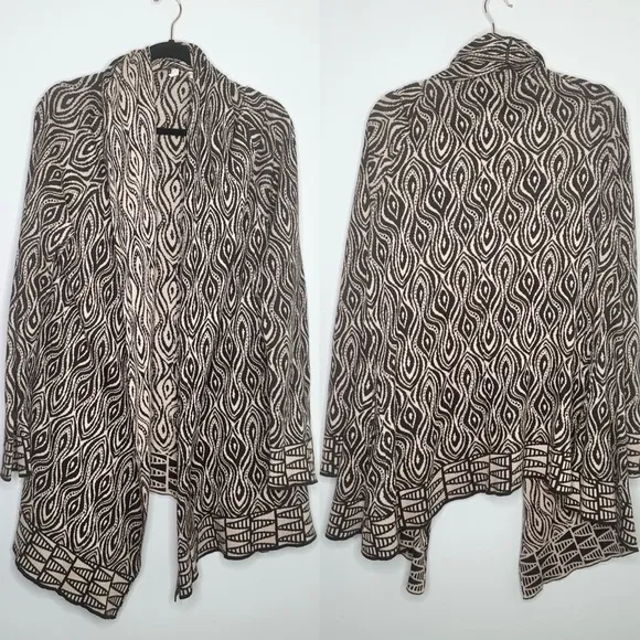 Anthropologie Moth Printed Open Face Cardigan in Brown