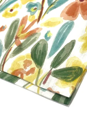 Aqua floral Handkerchief Light Weight 100% Linen Flat Roman Shade, Multi Watercolor Farmhouse Casual Shade Linen/CL1110
