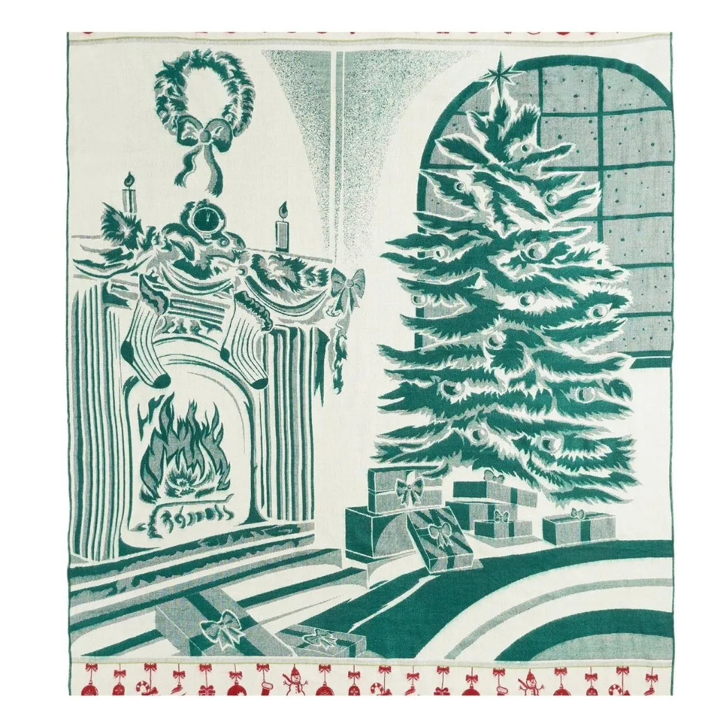 Artisan-Made Green Christmas Winter Blanket