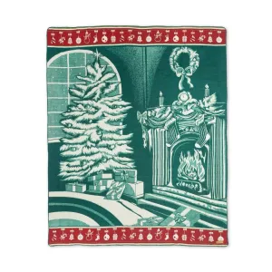 Artisan-Made Green Christmas Winter Blanket