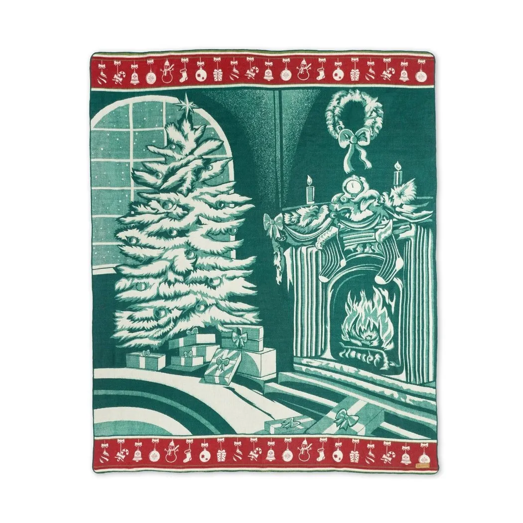 Artisan-Made Green Christmas Winter Blanket