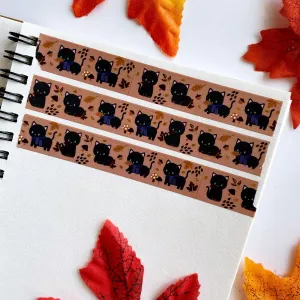 Autumn Black Cat Gold Foil Washi Tape