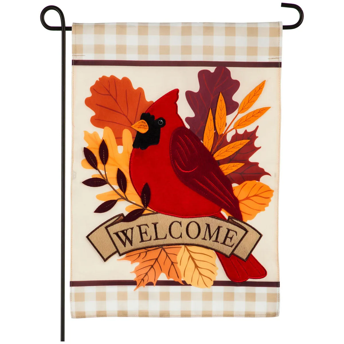 Autumn Cardinal Garden Applique Flag
