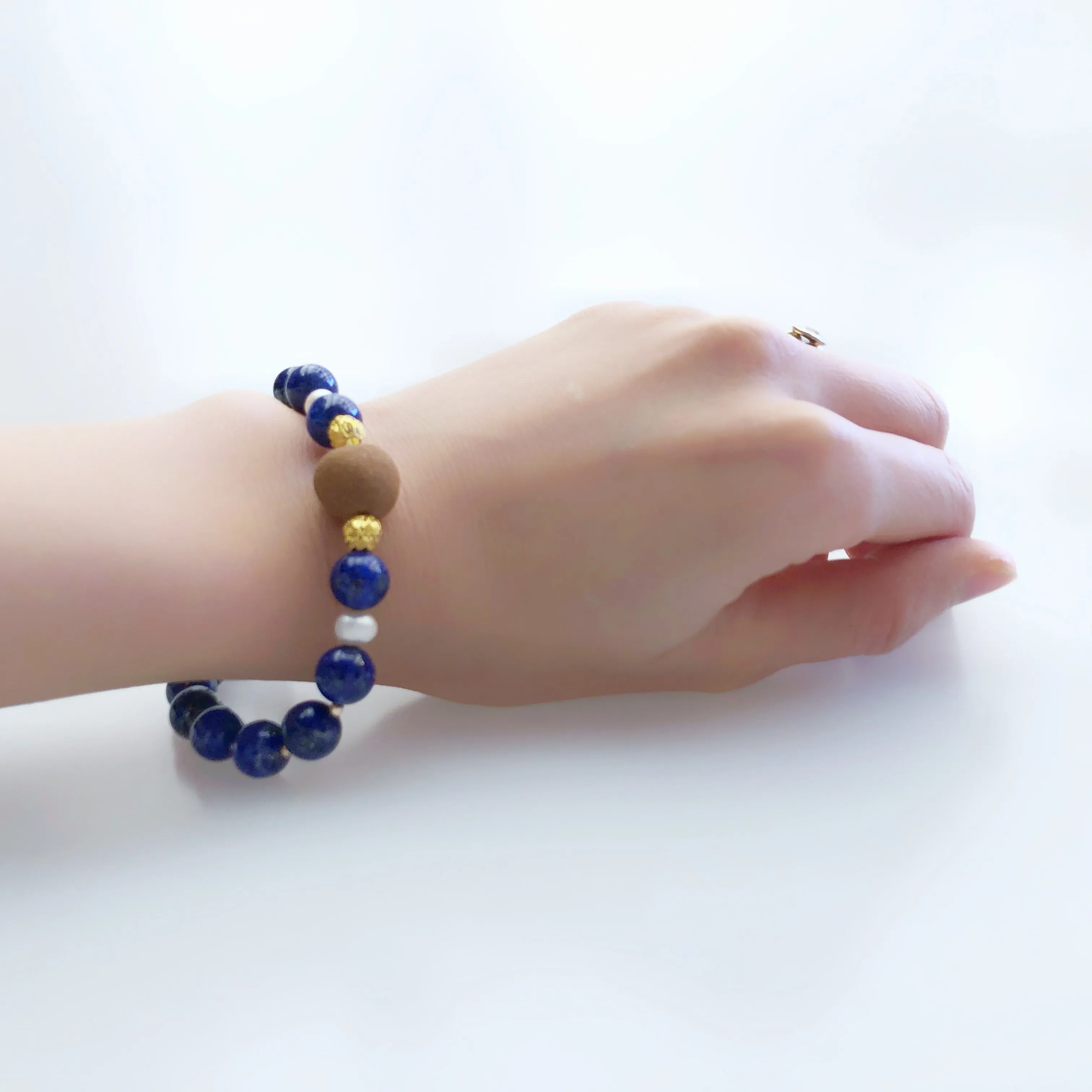 Beaded Lapis Herbal Bracelet 8mm