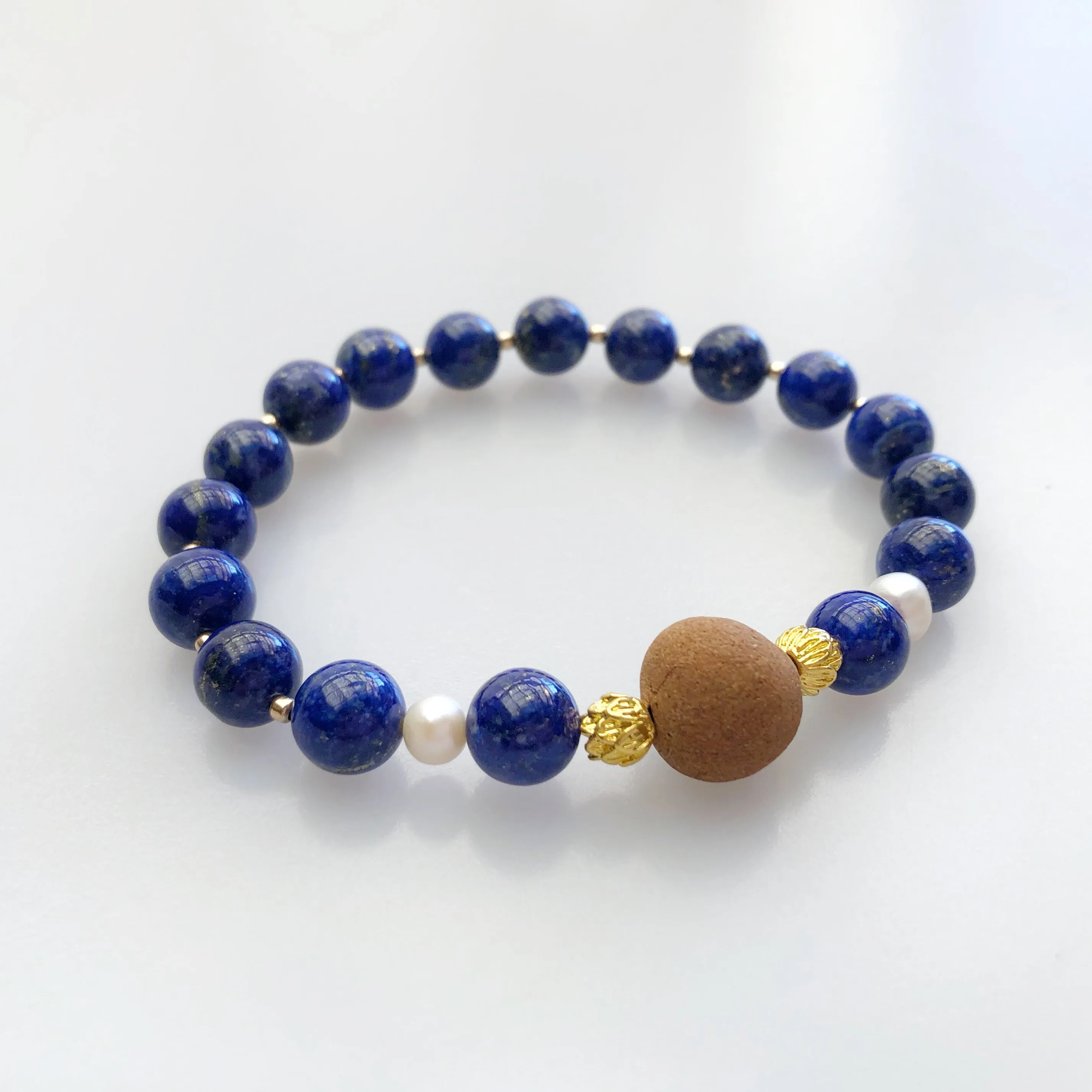 Beaded Lapis Herbal Bracelet 8mm