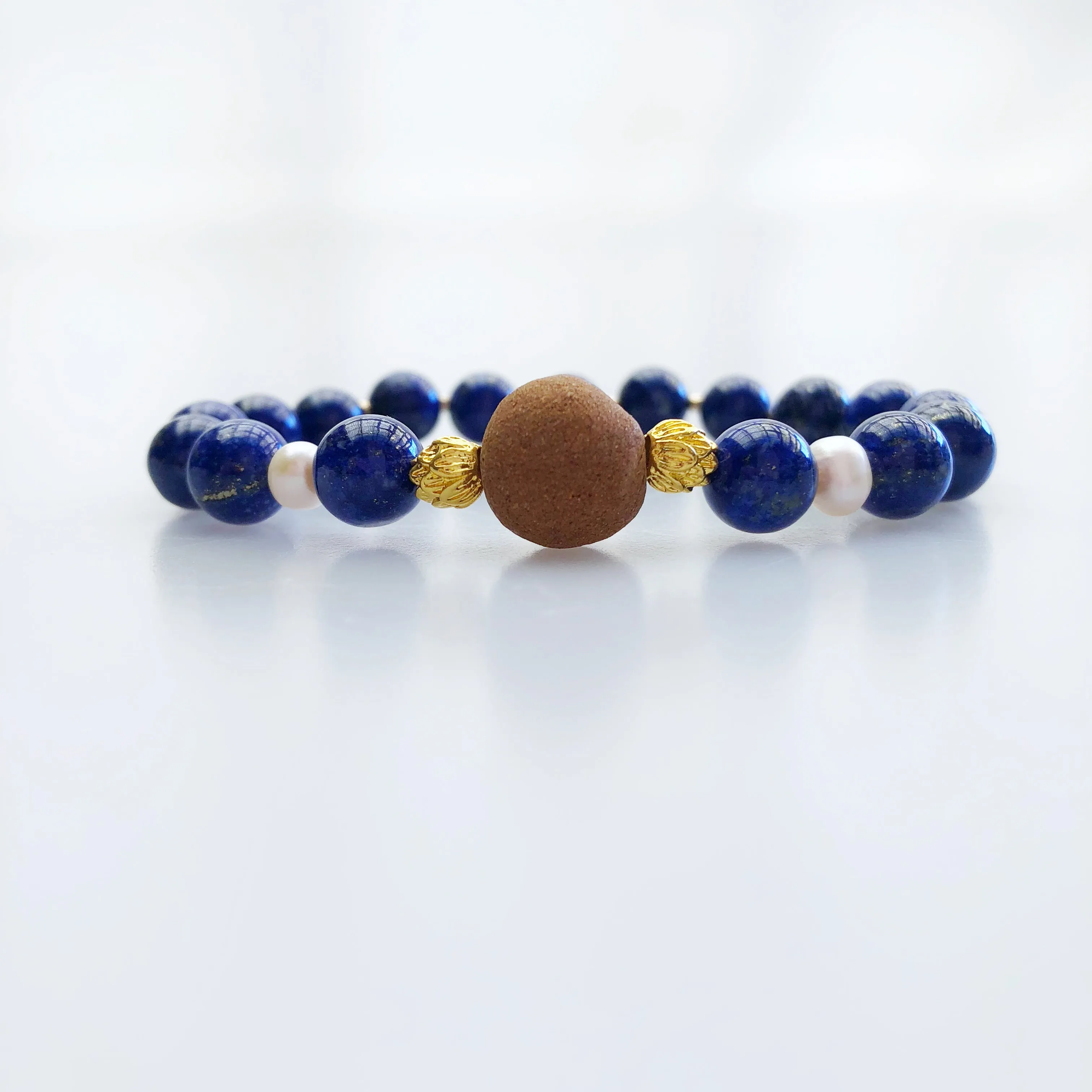 Beaded Lapis Herbal Bracelet 8mm