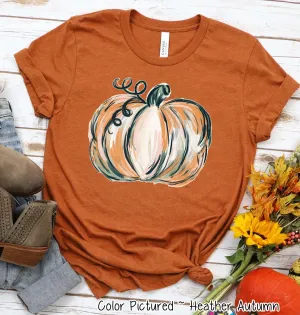 Beautiful Watercolor Pumpkin Fall Thanksgiving Tee