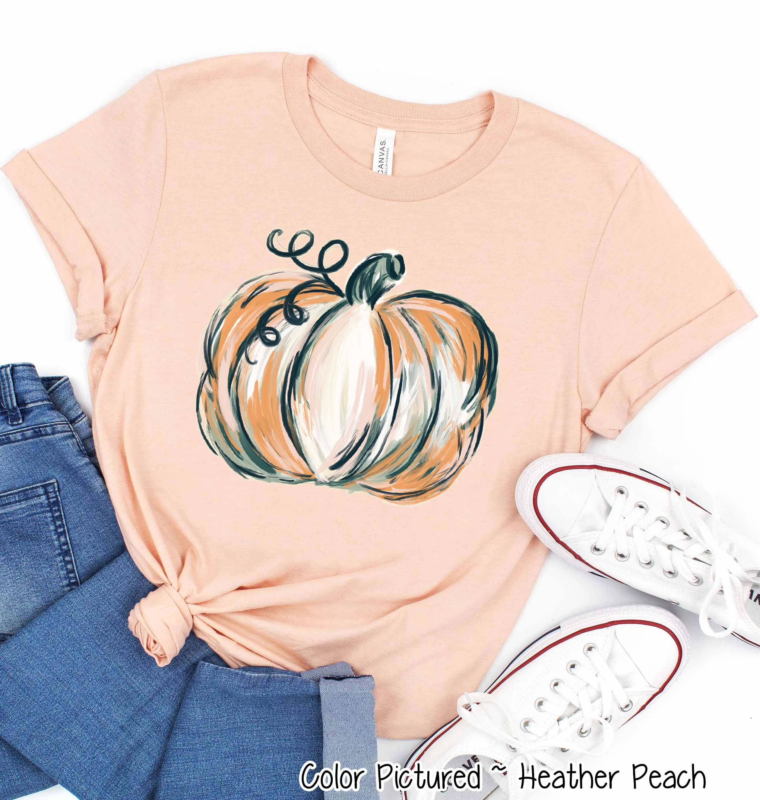 Beautiful Watercolor Pumpkin Fall Thanksgiving Tee