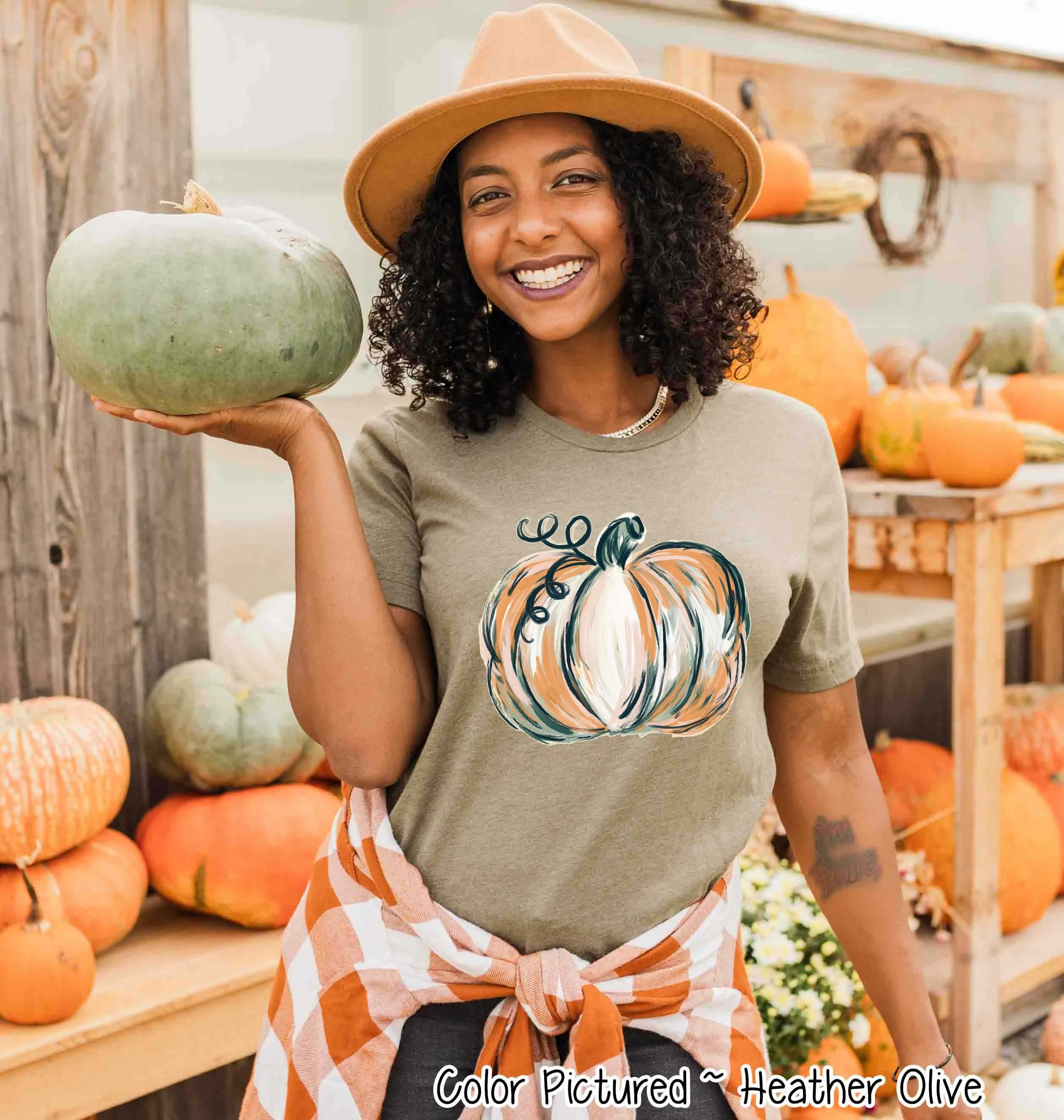 Beautiful Watercolor Pumpkin Fall Thanksgiving Tee