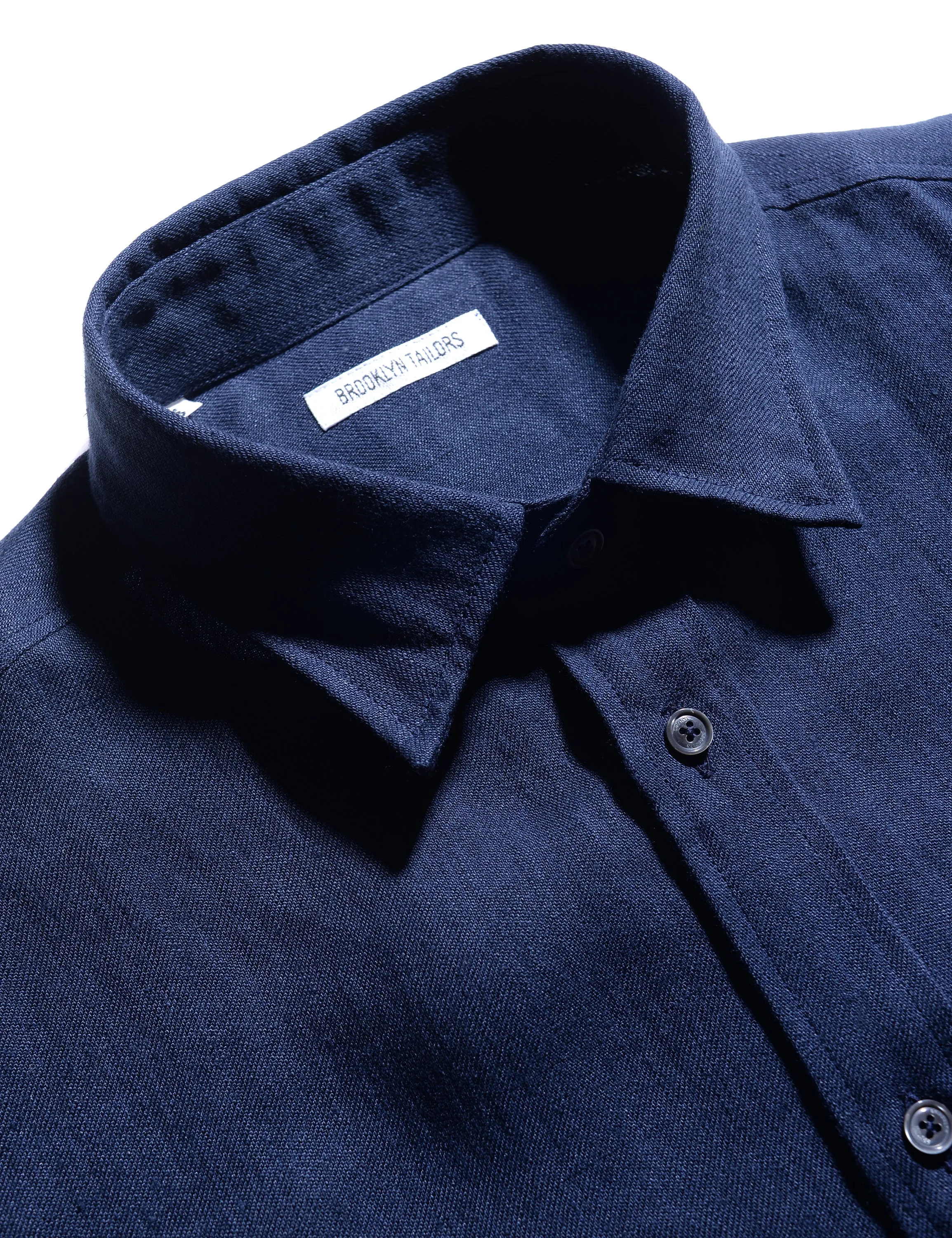 BKT14 Short Sleeved Casual Shirt in Linen Twill - Salerno Blue