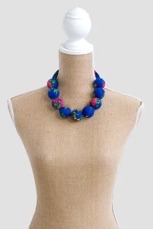 Blue Cloth Folk Necklace