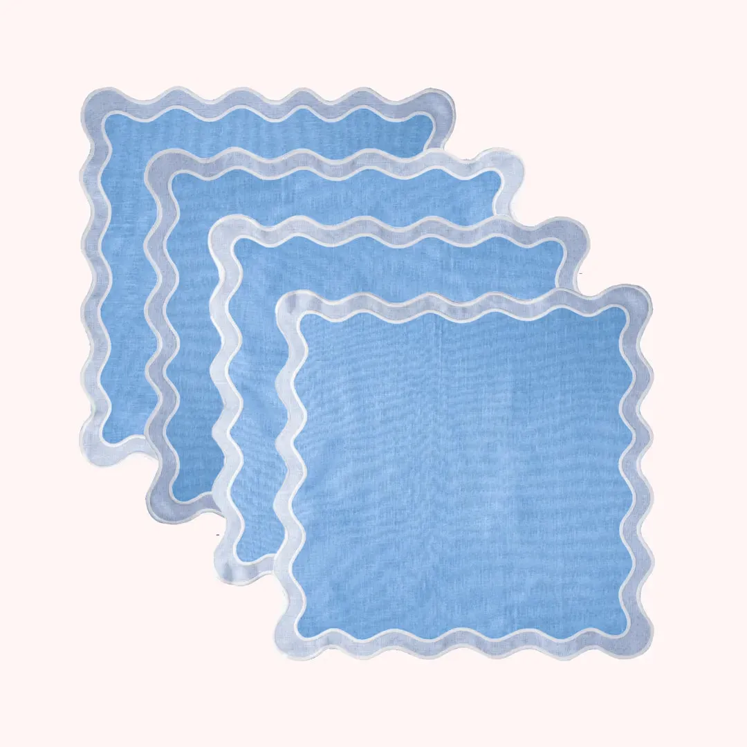 Blue Scallop 100% Linen Placemat Set of 4