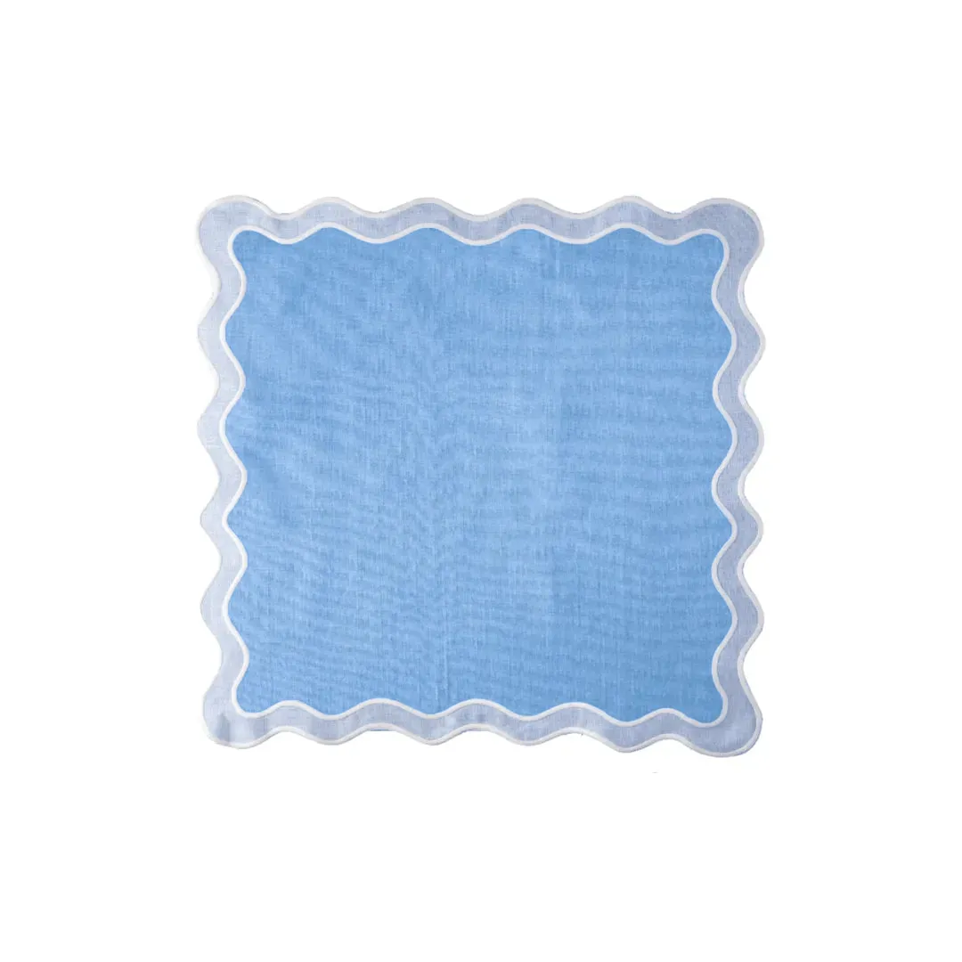 Blue Scallop 100% Linen Placemat Set of 4
