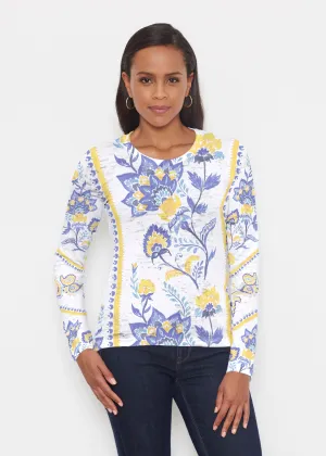Bohemian Chintz Yellow (7898) ~ Signature Long Sleeve Crew Shirt