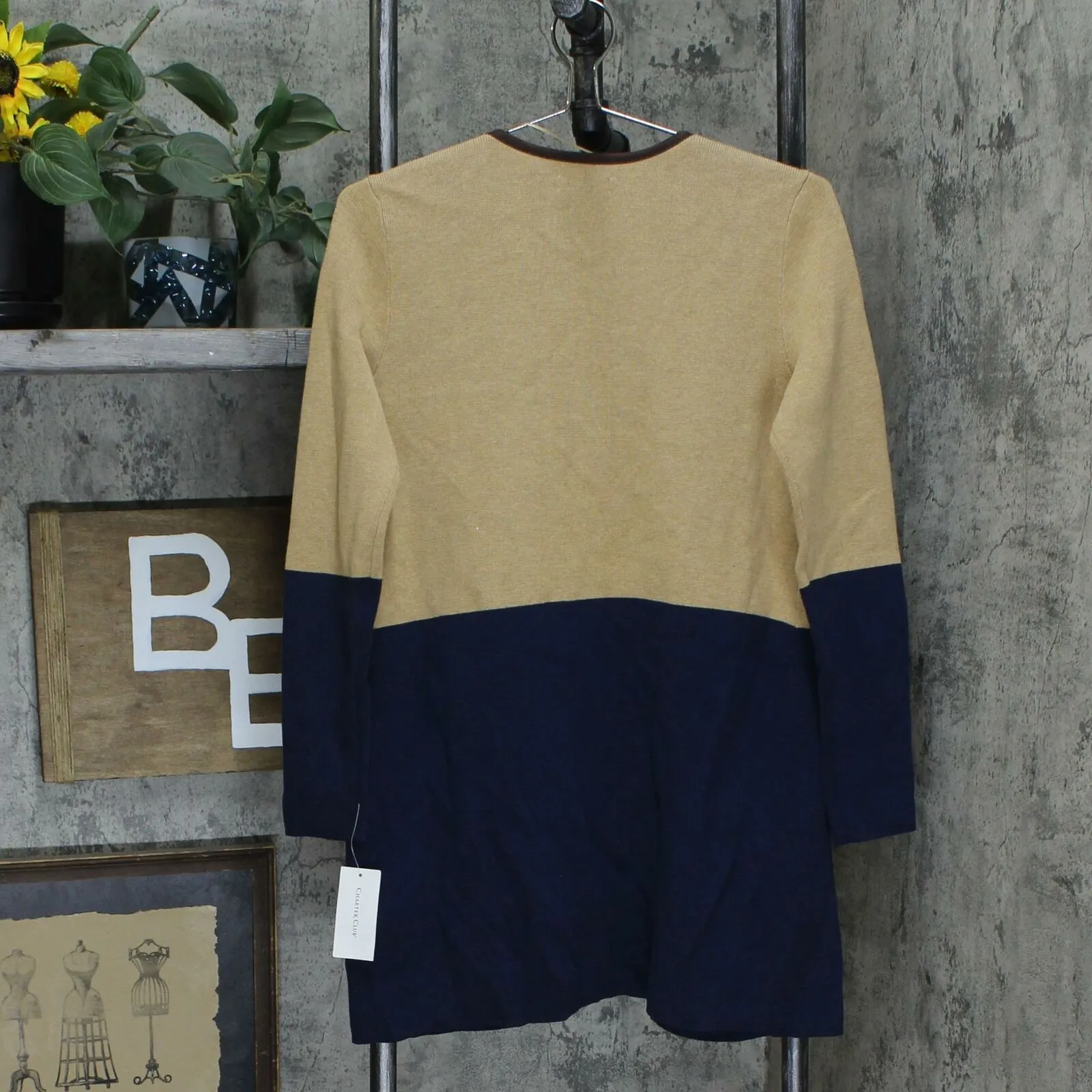Charter Club Milano Cotton Colorblocked Open Cardigan Sweater