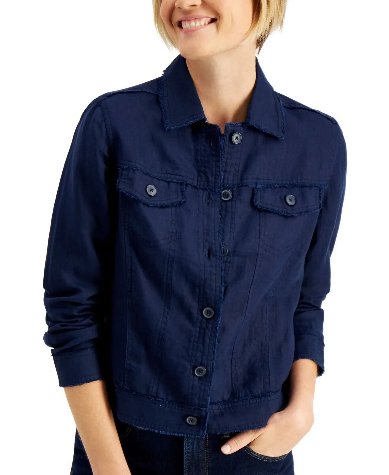 Charter Club Women's Linen Button Up Casual Jacket