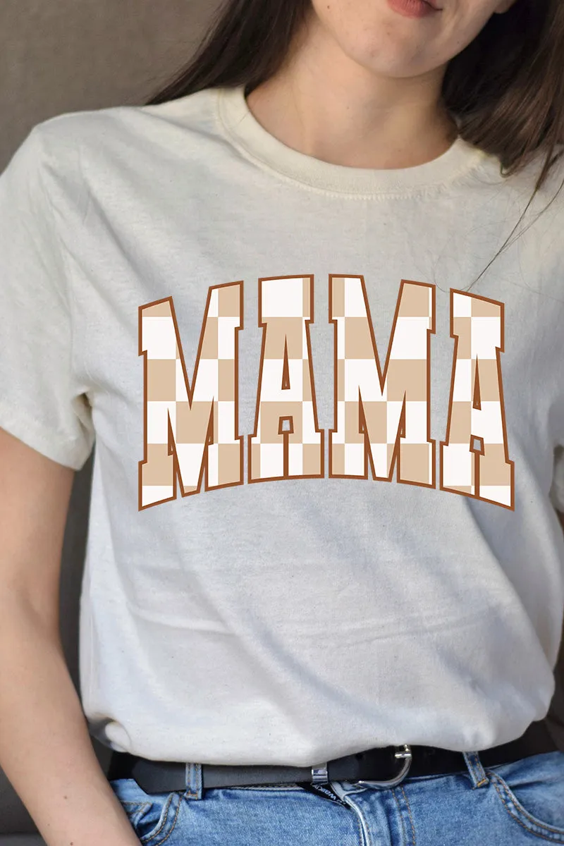 Checkerboard Mama Short Sleeve Relaxed Fit T-Shirt