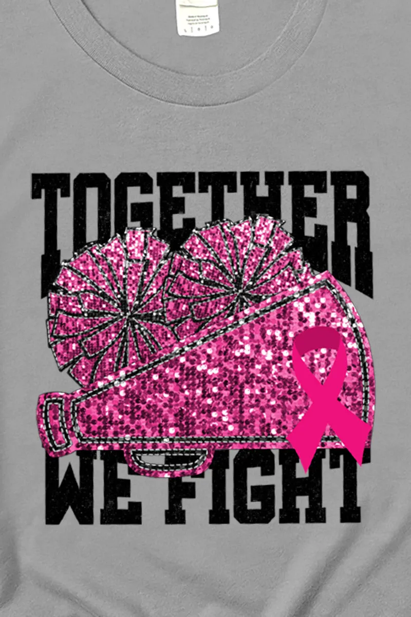Cheer Together We Fight Pink Ribbon Short Sleeve Relaxed Fit T-Shirt