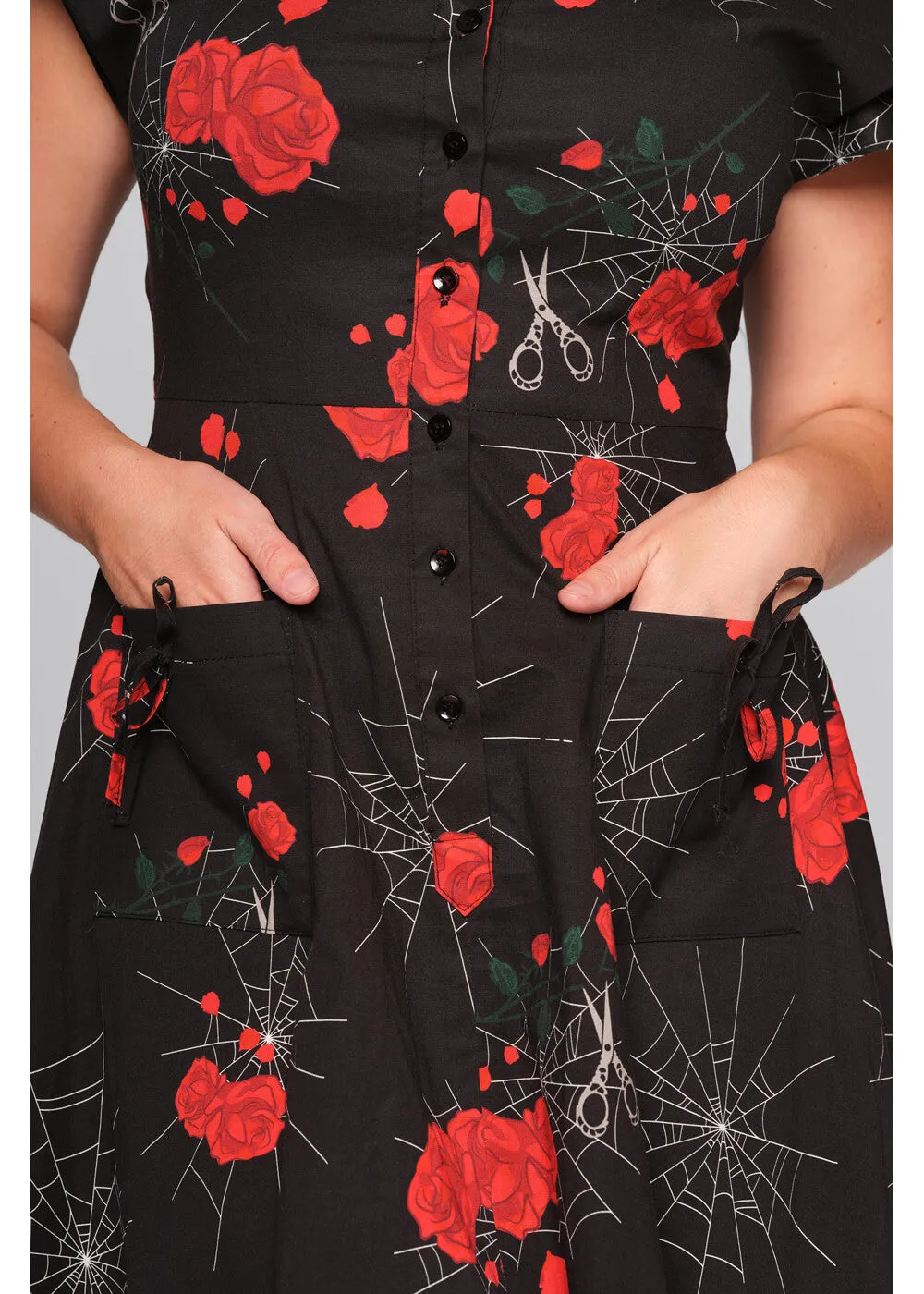 Collectif Liza Spinners Web 50's Swing Dress Black