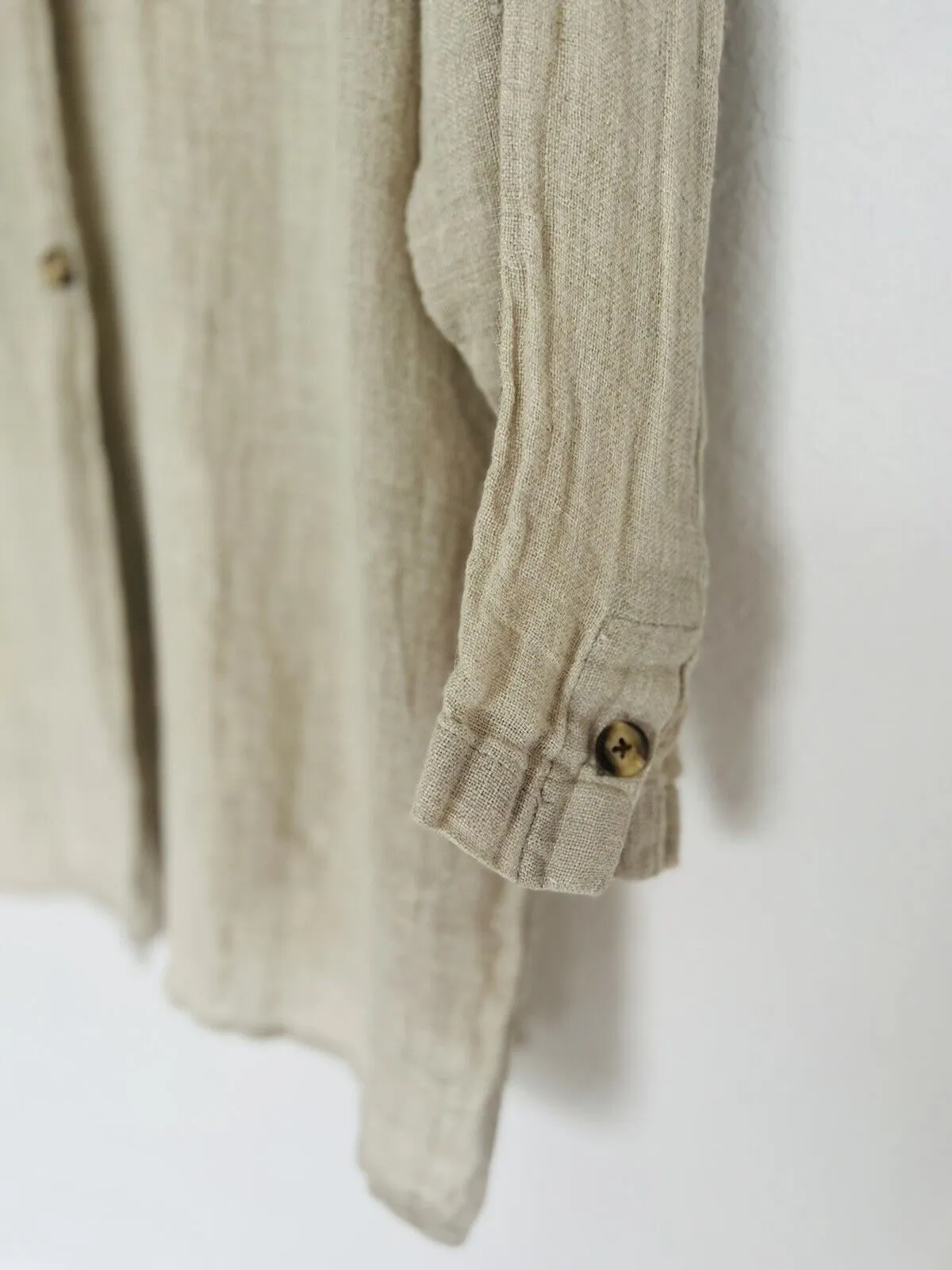 Compagnie International Express VTG 100% Linen Button-Up Shirt Sz L Lagenlook
