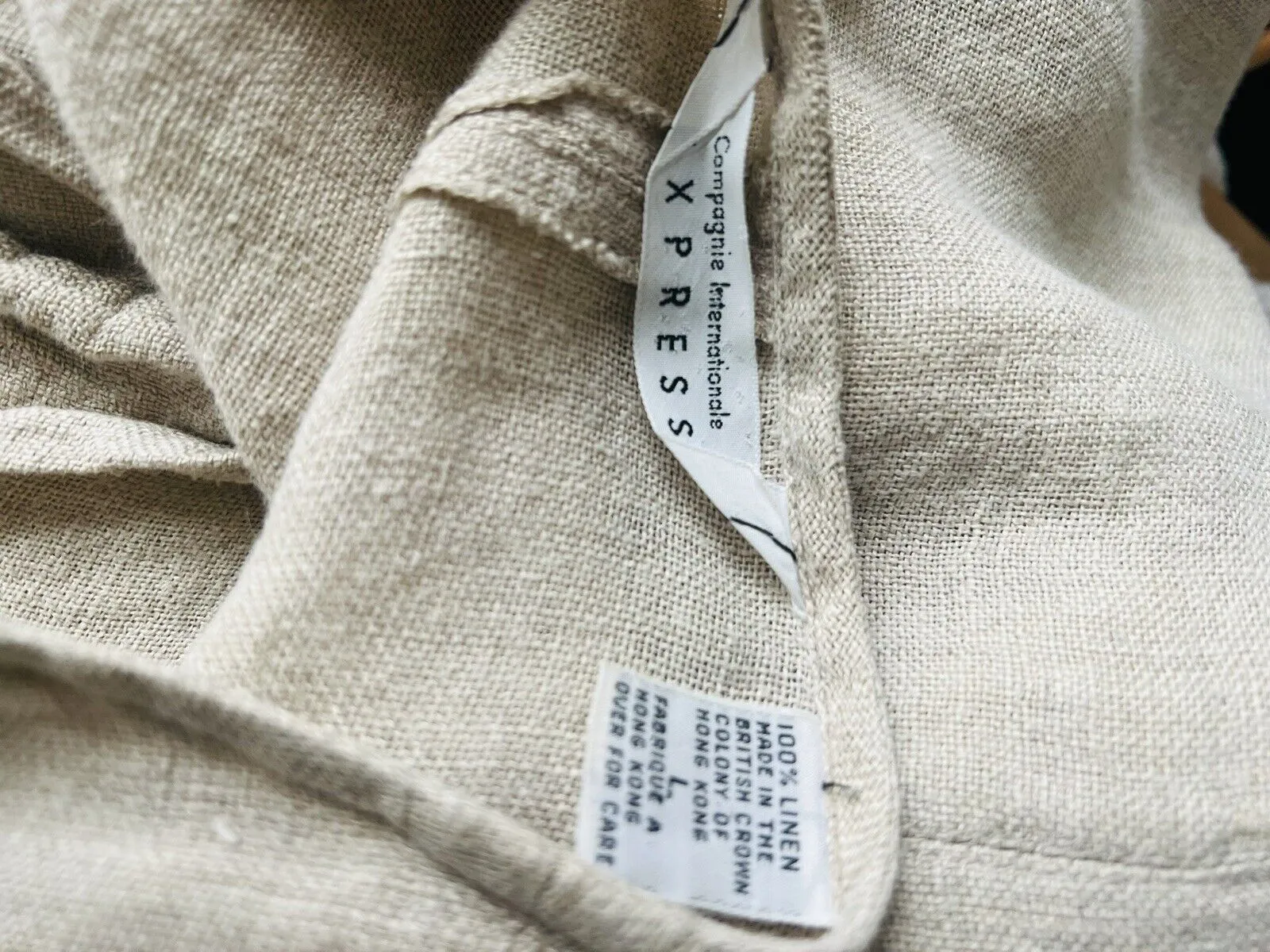 Compagnie International Express VTG 100% Linen Button-Up Shirt Sz L Lagenlook