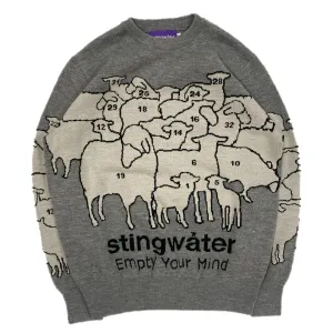 Counting Sheep Jacquard Knit Sweater Grey