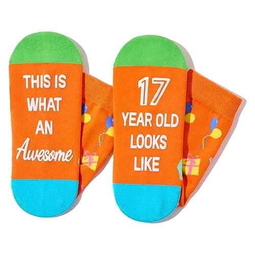 Crazy Silly 17th Birthday Socks Funny Gift Idea for Teens Boys Girls Unique 17th Birthday Gift for Big Kids, Presents for 17 Year Old Girl Boy
