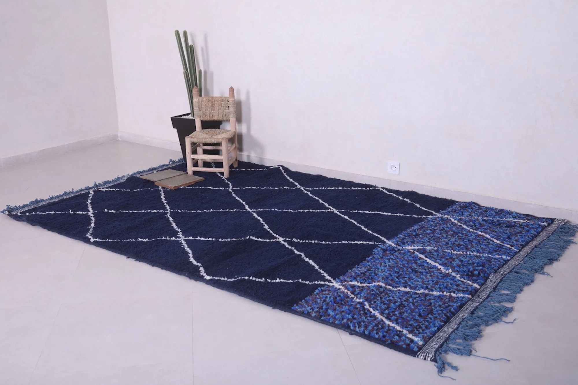 Custom moroccan rug Blue - hand knotted berber rug - Wool rug