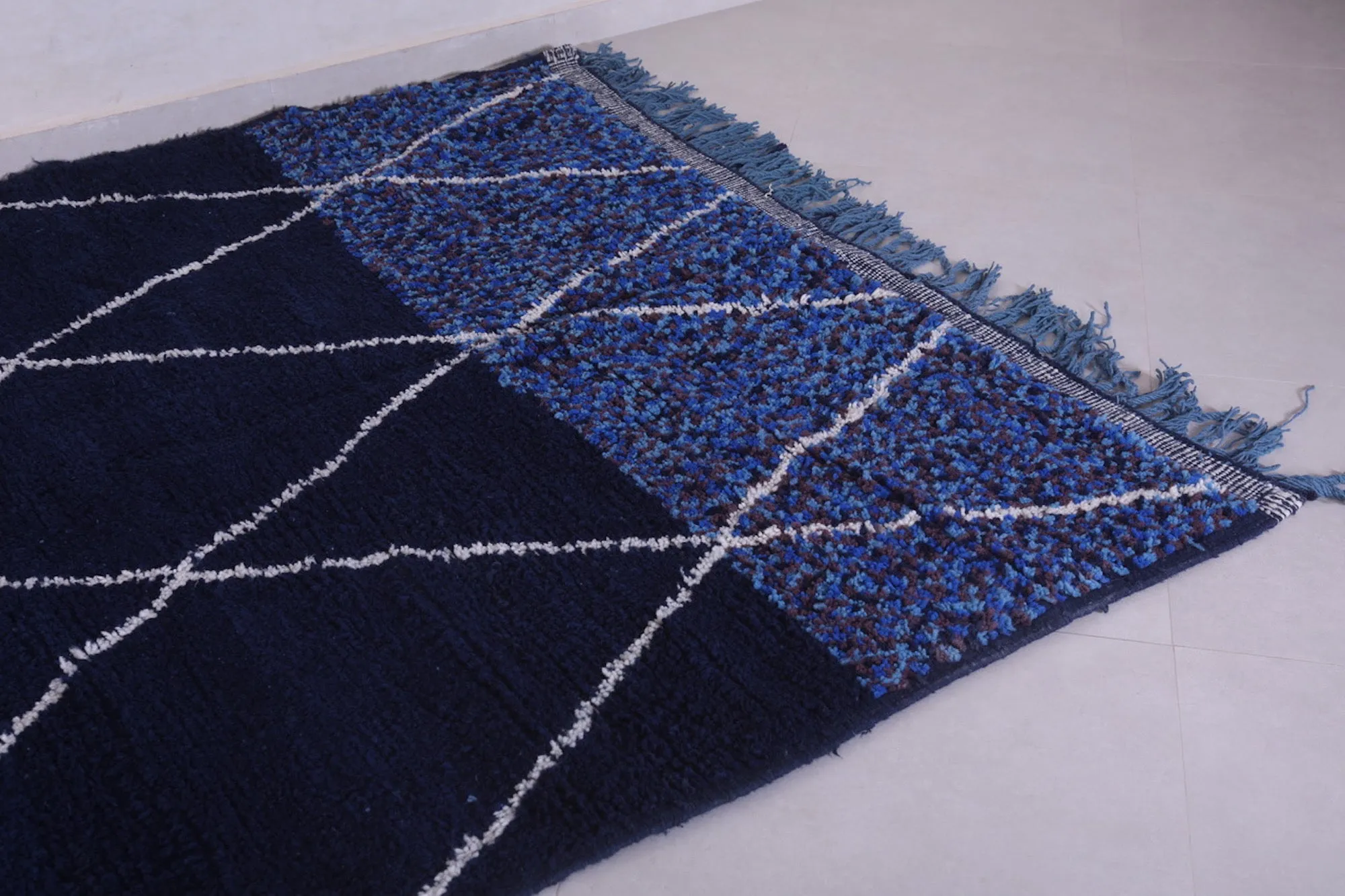 Custom moroccan rug Blue - hand knotted berber rug - Wool rug