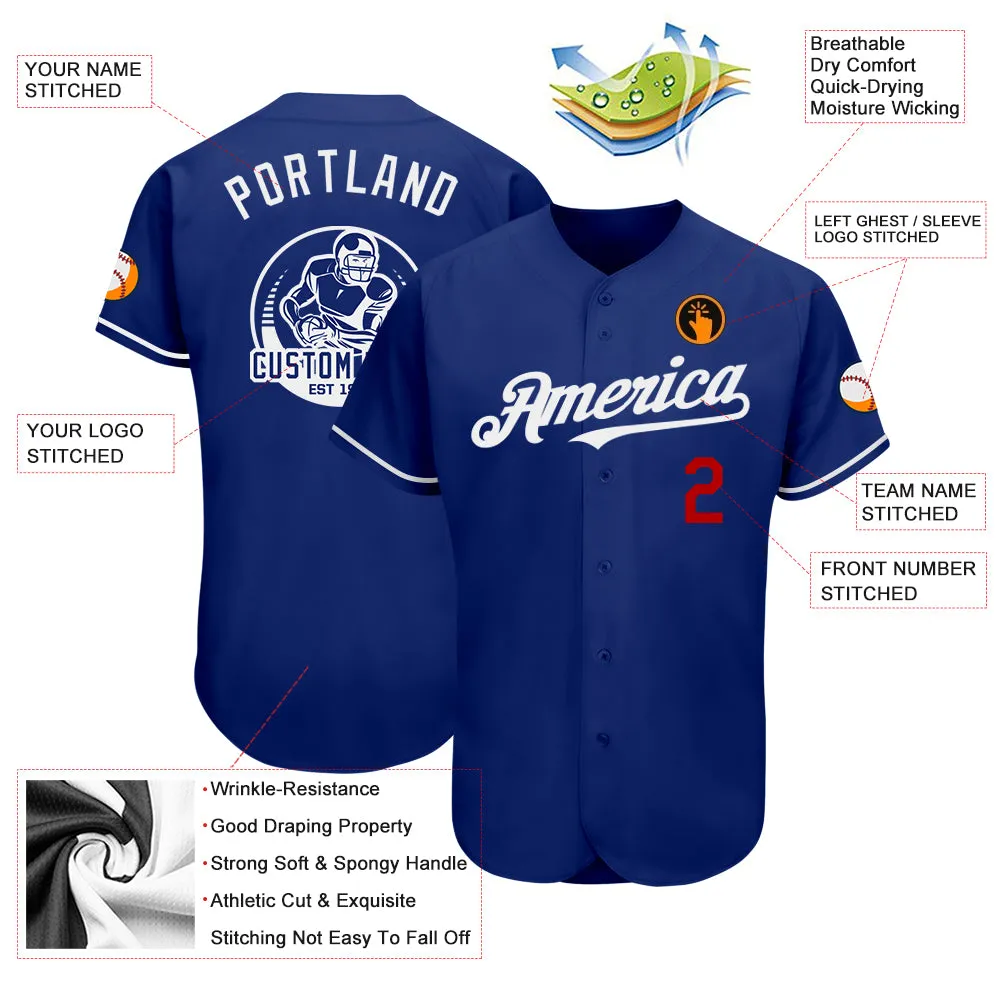 Custom Royal Red-White Authentic Baseball Jersey