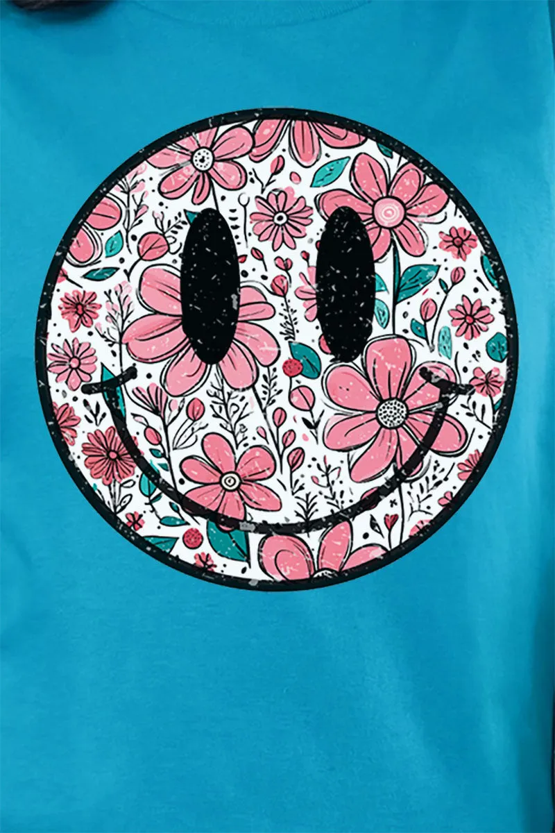 Daisy Flower Smile Short Sleeve Relaxed Fit T-Shirt